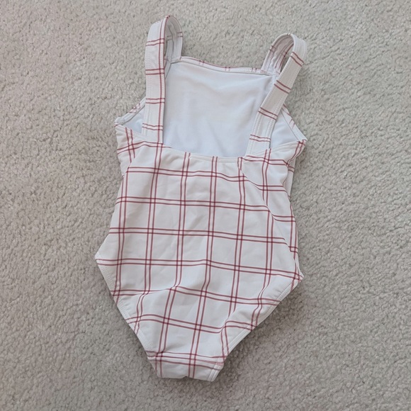 Minnow Red and white one-piece bathing suit, Size 2T - Picture 3 of 3